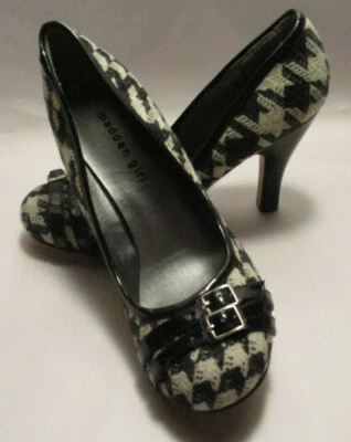 Новый в коробке Madden девочка «Трафарет» женщин 8,5 М смелый гончая Tweed кремовый и черный насосы - Изображение 1 из 4