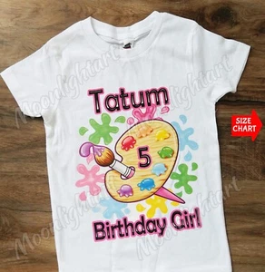 T-shirt personalizzata età e nome arte pallet pittura festa compleanno bambina - Foto 1 di 2