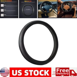15in/38cm Universal Leather Car Steering Wheel Cover Accessories Anti-Slip Black - Picture 1 of 14