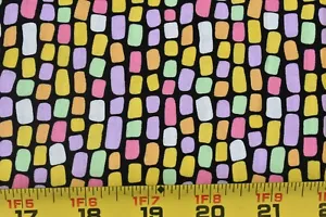 34" Long, Bright Colorful Print on Black Quilt Cotton, Blank Textiles, P7388 - Picture 1 of 6