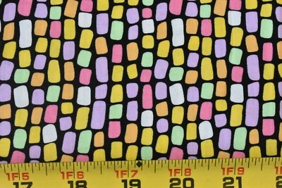 34" Long, Bright Colorful Print on Black Quilt Cotton, Blank Textiles, P7388 - Image 1 of 4