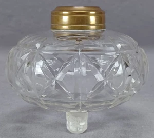 British Cut Roundlets Xs & Lines Flint Glass Peg Lamp Circa 1840-1860 - Picture 1 of 9