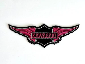 Embroidered Patch - Kawasaki - Motorcycles - Racing - Hot Pink - NEW - Iron-on  - Picture 1 of 2