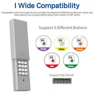 KLIK2U P2 Garage Door Wireless Keypad Opener+ 2 893LM For LiftMaster Chamberlain - Picture 1 of 13