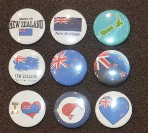 25mm 1" NEW ZEALAND BUTTON BADGES X9 - Foto 1 di 1
