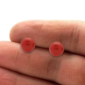 14K Gelbgold rote Koralle Kugel Schraubverschluss Ohrstecker 3mm-8mm - Bild 1 von 38