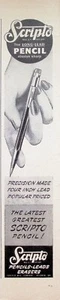 VINTAGE 1940s Print Ad ~ Scripto Pencil ~ The Greatest, Always Sharp - Picture 1 of 1