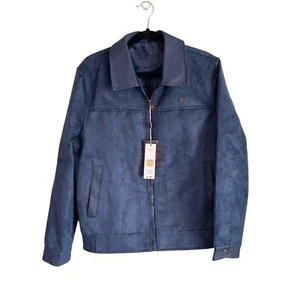 Superlative Fashion SF Italian Luxury Bomber Jacket Mens M Suede Zip Up Blue NWT - Picture 1 of 14