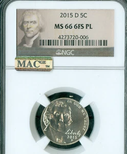 2015 D JEFFERSON NICKEL NGC MS66 FS PL MAC SPOTLESS . - Picture 1 of 2