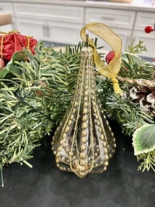 Frontgate Holiday Collection Box of 4 Large Ornaments Vintage Gold And Clear 7” - Picture 1 of 4