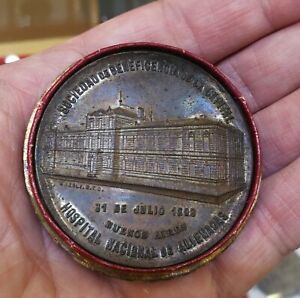 ARGENTINA 1898 MEDAL INAUGURATION ROOMS NATIONAL HOSPITAL FOR INSANE WOMEN wCASE