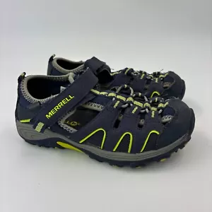 Merrell Shoes Boys US 1 M Leather ML-B Hydro H20 Hiker Sport Navy Lime Sandals - Picture 1 of 10