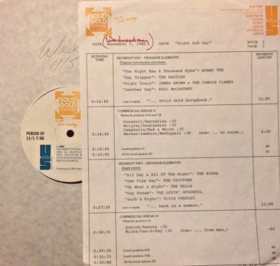 RADIO SHOW:GOLD 11/5/86 NIGHT & DAY! BOBBY VEE, THEM, CHIFFONS, LOVIN' SPOONFUL - Image 1 of 2
