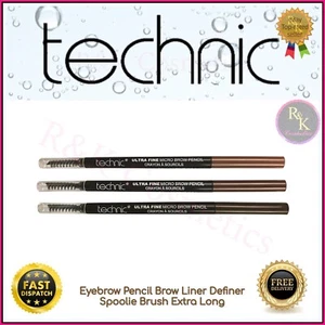 Technic Eyebrow Pencil Brow Liner Spoolie Brush & Sharpener Extra Long Brown - Picture 1 of 2
