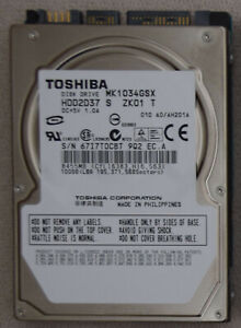Toshiba MK1034GSX 100GB,Internal,5400 RPM,6.35 cm (2.5") (HDD2D37) Laptop HDD