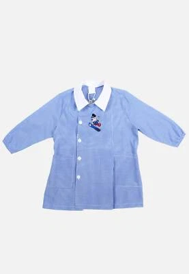 Grembiule Asilo Bambino Scuola Materna Quadretti Bimbo Ricamato Colletto Bianco - Immagine 1 di 3