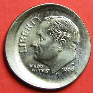 1999-P Huge BROAD STRUCK ROOSEVELT Dime 10¢ ERROR - BU -  5¢ size error coin - Picture 1 of 6