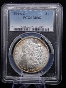 US 1891-CC CARSON CITY MORGAN SILVER DOLLAR SLABBED PCGS MS 62 - Bild 1 von 2