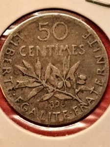 1898 France 50 Centimes – Sower Design – 83.5% Silver – Free Shipping (9.14) - Picture 1 of 2