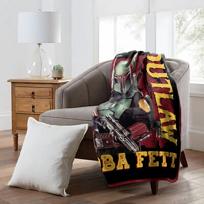 THE NORTHWEST COMPANY Northwest Star Wars Boba Fett Rebel Silk Touch Sherpa Throw Blanket 50 X 60