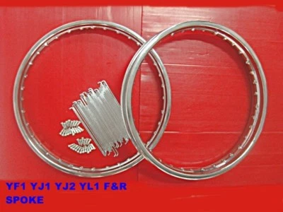 Fit YAMAHA YF1 YJ1 YJ2 YL1 F&R Chrome Steel Wheel rim & Spoke+Nipple Set [mi2537 Foto 1 de 4