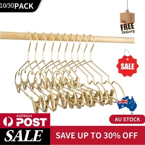 Traje de alambre de metal dorado para adultos Pantalones Clips para abrigo Perchas para ropa 10/30 piezas - Imagen 1 de 9