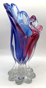 Vintage Vaso in vetro arte boema pavone Josef Hospodka - Foto 1 di 6