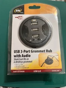 Hotel USB 2.0 3-Port Grommet Hub With Audio - Picture 1 of 2