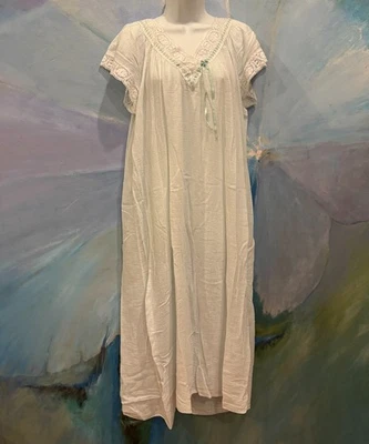 Vtg 1970s Pale Blue Cotton Cheesecloth Nightgown Made in USA Boho Prairie Dress - Image 1 of 4