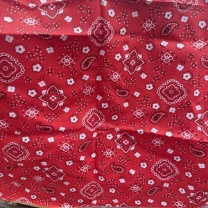 32” x 58” Cotton Polyester Red Bandana Print Paisley Pattern Fabric Arts Crafts - Picture 1 of 4