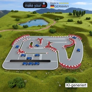 H0 1:87 Kartbahn V2 | Rennstrecke inkl. 10 Stk. Kart , Bande und Reifenstapel - Bild 1 von 5