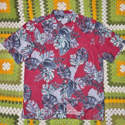 Camisa hawaiana Tommy Bahama Island Zone floral mezcla seda botones campamento mediana Foto 1 de 4