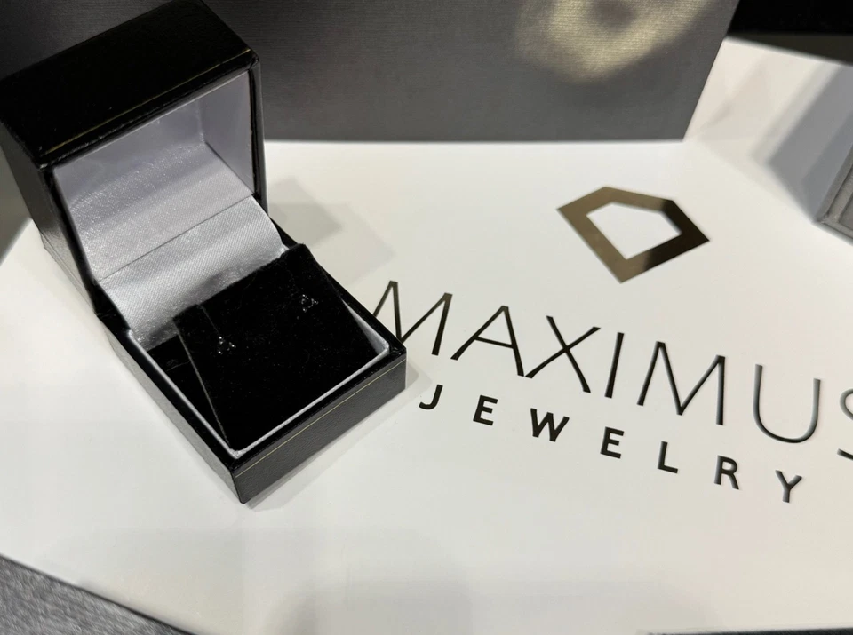 14K Gold Black Rodium Round Black Diamond Push Back Martini Stud Earrings 0.20ct - Image 1 of 3