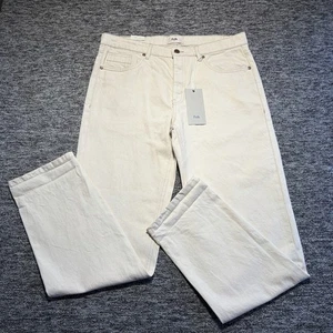 Folk Clothing Jeans Mens W34 L33 Ecru Denim Toby Straight Fit Heavy Twill New - Picture 1 of 8