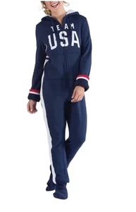 Pigiama con cappuccio-Team USA squadra olimpica blu pezzo unico pigiama donna XL - Foto 1 di 10