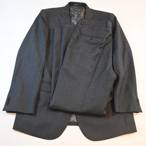 Jos A Bank 44L 36x36 Gray Glenn Check 100% Wool Mens Jacket Pants Suit - Picture 1 of 12