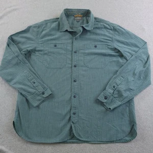 LL Bean Signature Hemd Herren Large grün gestreift Knopfleiste schmal Oxford gewebt - Bild 1 von 11