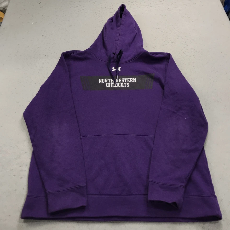 Northwestern Wildcats Hoodie Mens XL Purple Under Armour Sweatshirt TEAM ISSUED - Image 1 of 4
