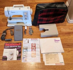Bernina Matic Electronic 801 Sewing Machine With Owners Manuals And Plaid Cover - Picture 1 of 17