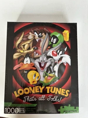 Rompecabezas Looney Tunes 1.000 piezas That's All Folks Lucas Bichos Piolín sellado Foto 1 de 2