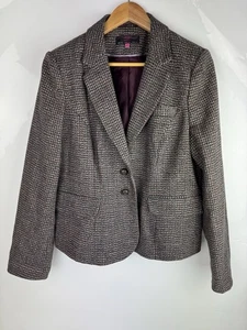 Blazer/giacca donna misto marrone tartan/a quadri taglia UK 16 - Foto 1 di 6