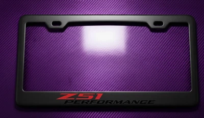 Red & Black C8 Corvette Z51 Performance Racing License Plate Frame Black Metal - Image 1 of 3