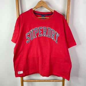 Superdry Shirt Mens 2XL Red Spellout Logo Print Short Sleeve Crew Neck Casual - Picture 1 of 12