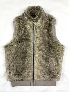 TART   Size M     Lt Brown FAUX FUR VEST   Zip Front + Ribbed Hem + Satin Lining - Picture 1 of 9