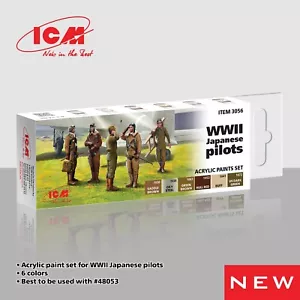 Juego de pinturas acrílicas para kit modelo Segunda Guerra Mundial pilotos japoneses gris marrón verde ICM 3056 - Imagen 1 de 7