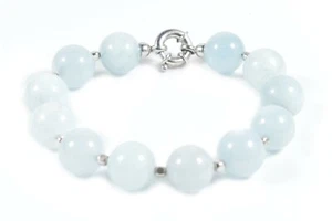 Bracciale in Acquamarina con Intercalari e chiusura in Argento 925 Made In Italy - Foto 1 di 3