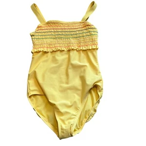 Gap Kids Yellow One-Piece Swimsuit L - Smocked Ruffle Bodice & Adjustable Straps - Picture 1 of 5