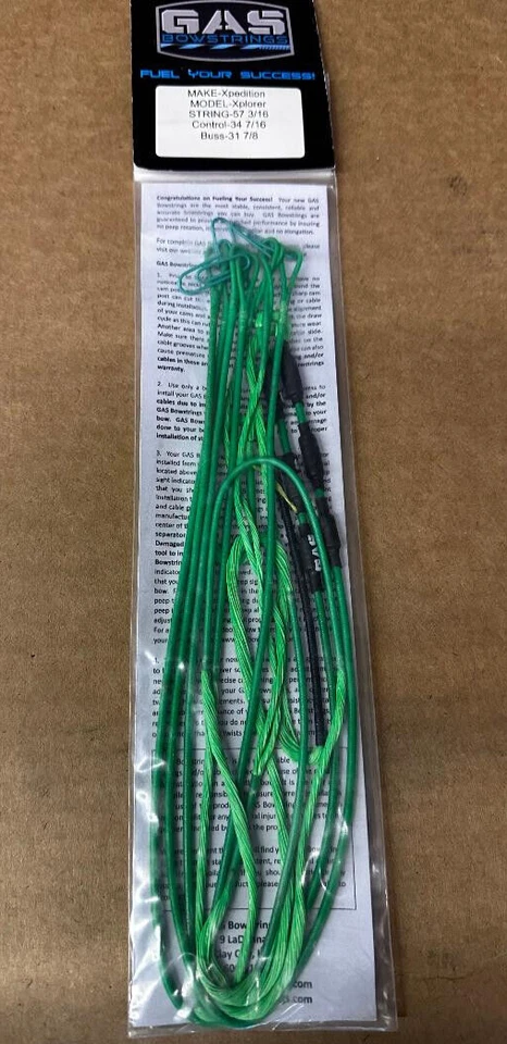 Gas Bowstrings Xpedition Xplorer Bow Strings w/Speed Nocks FLO GREEN Full SET - Image 1 of 1