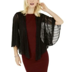INC International Concepts Cropped Metallic Shrug Black Size One Size NEW #78 - Picture 1 of 1
