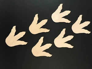 6-Pack Dinosaur 6" Foot Prints Laser Unfinished Wood Feet Cut Out Shapes Crafts - Picture 1 of 3